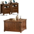 thumbnail image 1 of Farmhouse 3-Piece Living Room Set, Coffee Table with Hidden Storage Organizer & Nightstands with Charging Station, for Home, Office, 1 of 10