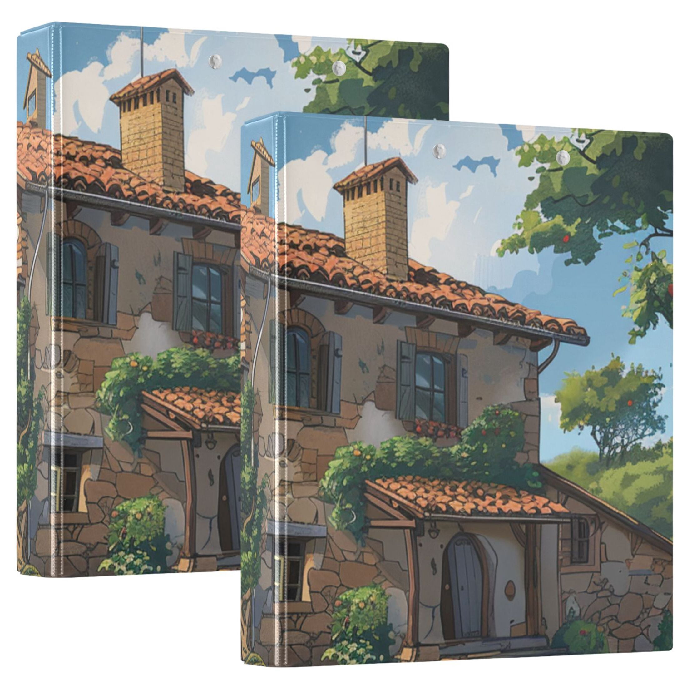 Farmhouse 3 Ring Binders 1.5 inch Hardcover File Folders with Interior Pockets A4 Size Organizer for School Office Hospital