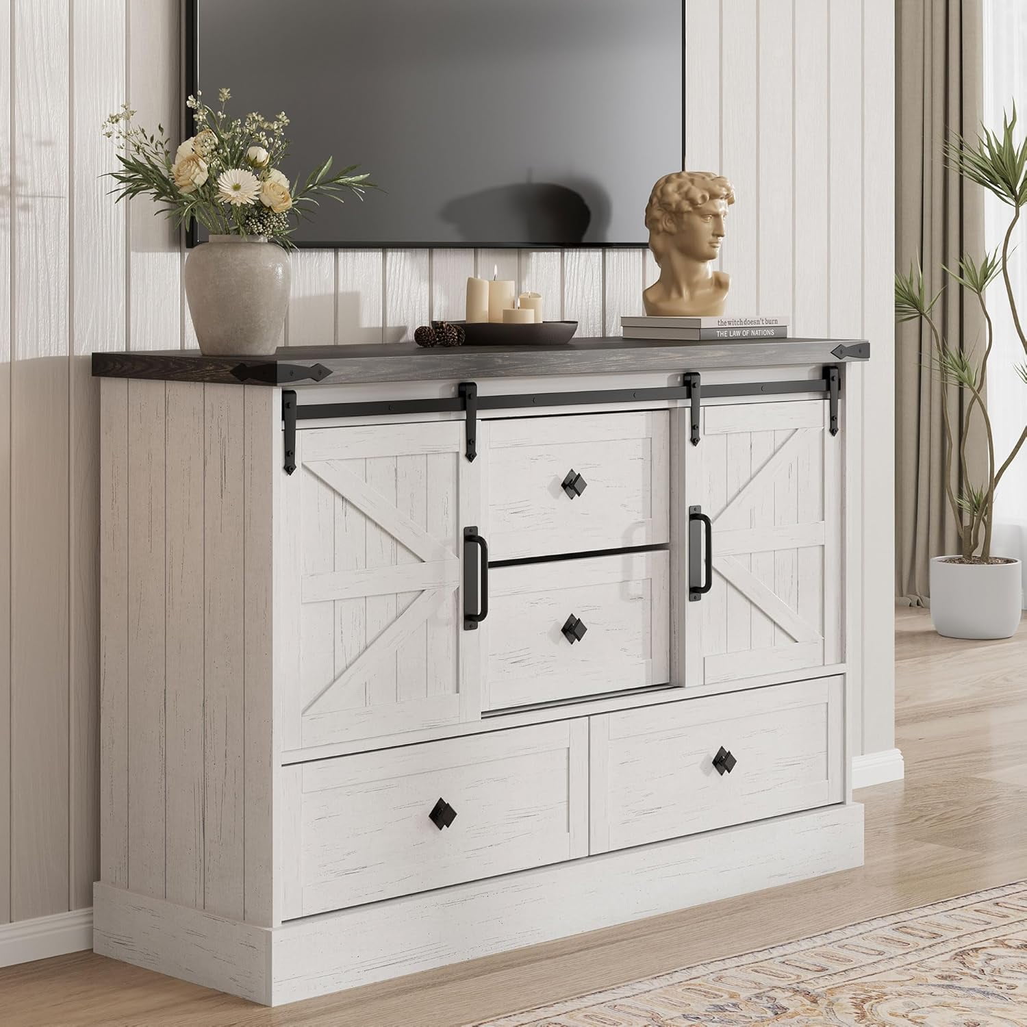 Farmhouse 4 Drawer Dresser for Bedroom, 45