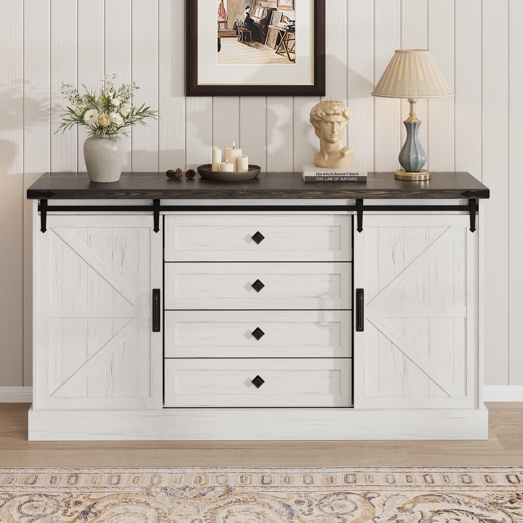 Farmhouse 4 Drawer Dresser for Bedroom, 59