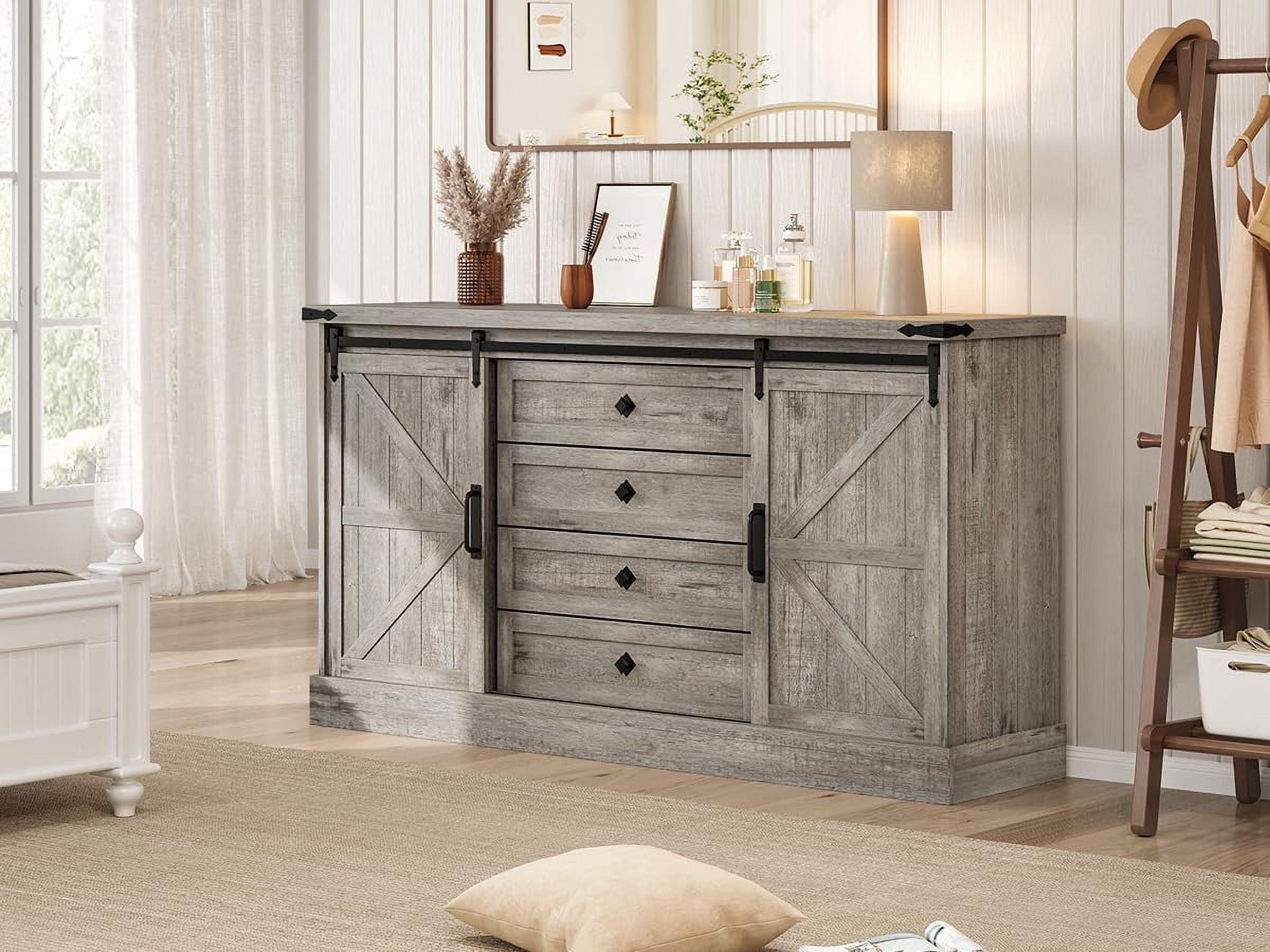 Farmhouse 4 Drawer Dresser for Bedroom, 59
