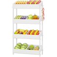 Vegetale Rack Farmhouse 4 Tier Wooden Vegetable Basket Stand Kitchen Market Storage ...