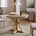 thumbnail image 1 of Farmhouse 40" Round Dining Table Rustic Solid Wood X-Base Dinner Table 4 People Dining Room Kitchen Natural, 1 of 7