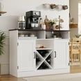 thumbnail image 1 of Farmhouse 42.5" Buffet Cabinet with Prower Outlets, Large Sideboard Storage Cabinet with Wine Rack. Wooden Coffee Bar Cabinet for Kitchen, White, 1 of 8