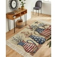 thumbnail image 1 of Farmhouse 4th of July Area Rug 3x5ft Woven Runner Rug,American Country Star Botanical Washable Living Room Hallway Bedroom Kitchen Carpet with Tassels,Indoor Outdoor Throw Door Mat for Entryway, 1 of 5