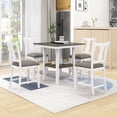thumbnail image 1 of Farmhouse 5 Piece Dining Set Kitchen Table Set with Storage Shelf Counter Height Table Set with Square Table and Cushioned Chairs for 4 Persons Dining Room Table Set for Small Place, 1 of 9