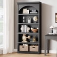 thumbnail image 1 of Farmhouse 5-Shelf Bookcase, 68.7" Tall Arched Bookshelf with Curved Design for Home Office & Living Room, 1 of 6