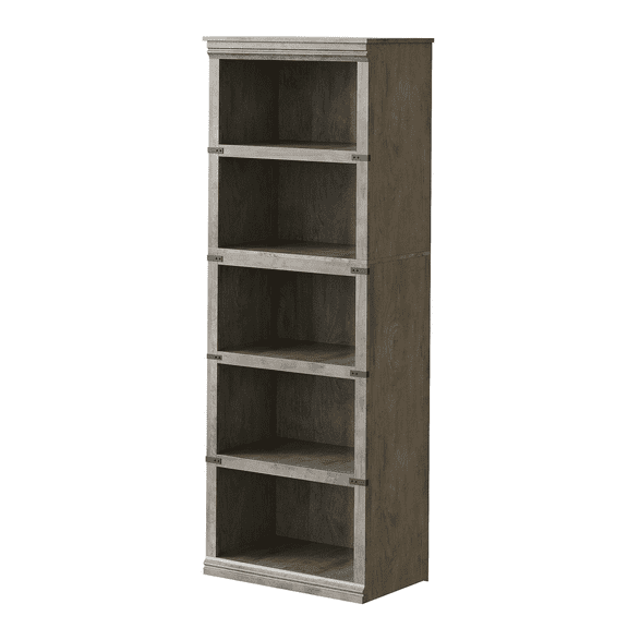 Farmhouse 5-Tier Bookshelf with Storage, Tall Wooden Bookcase with Open Display Shelves for Home Office, Living Room and Bedroom