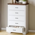 thumbnail image 1 of Selooye Farmhouse 5-Drawer Dresser, 31-Inch Wood White Chest with Metal Handles, 1 of 9