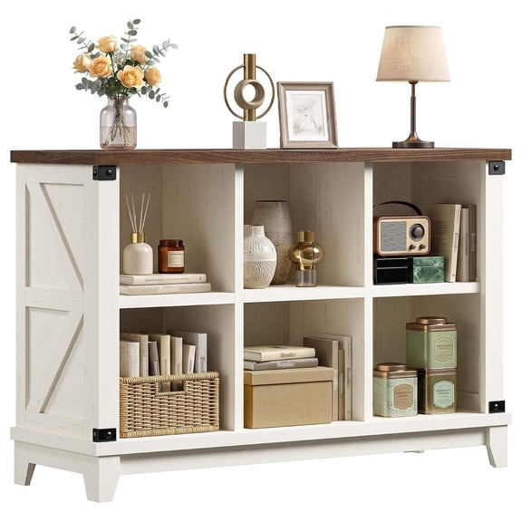 Farmhouse 6-Cube Storage Organizer for Living Room, White