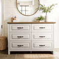 thumbnail image 1 of CHITOOMA Dressers for Bedroom 6 Drawer, 47.2" Double Wooden Dresser, Chest of Drawers for Living Room, Nursery, Hallway, White & Brown, 1 of 7