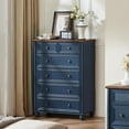 thumbnail image 1 of Farmhouse 6 Drawer Dresser, Blue Chest of Drawers, 43.5" Tall Dressers for Bedroom with Roman Column and Metal Handles, Rustic Wood Storage Organizer for Living Room, Hallway, Closet, 1 of 9