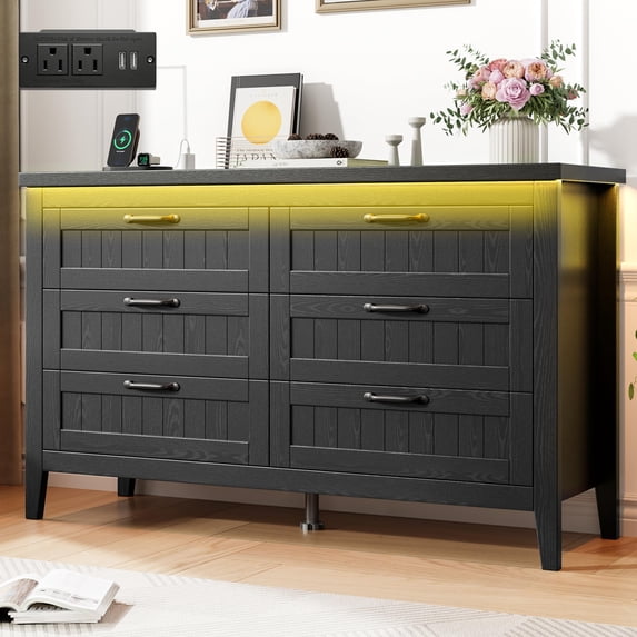 Farmhouse 6 Drawer Dresser for Bedroom, 15.5" Wide Dresser Nightstand, Modern Wood Chest of Drawers for Living Room, Entryway, Hallway