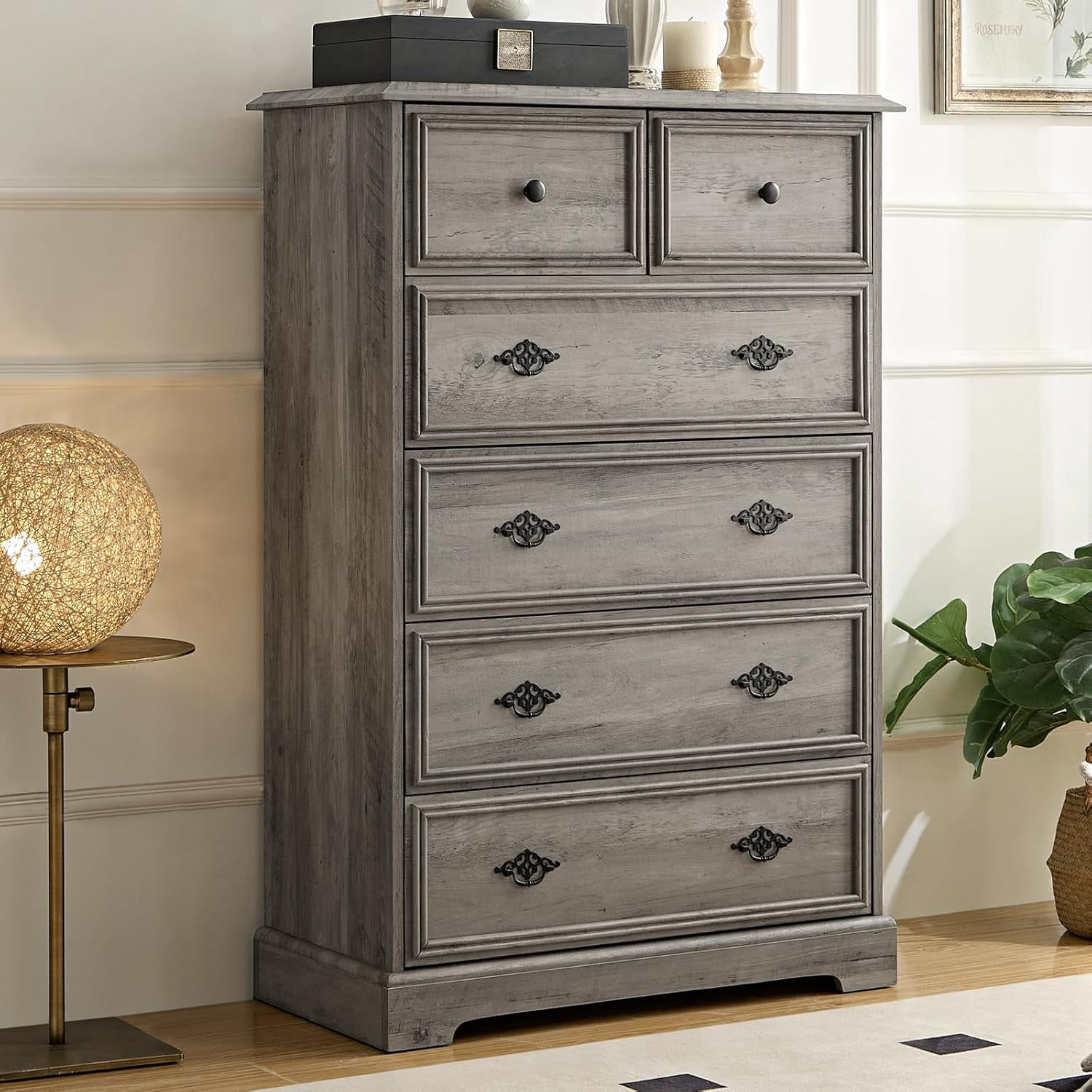 Farmhouse 6 Drawer Dresser for Bedroom, 48" Tall Rustic Chest of ...