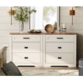 thumbnail image 1 of Farmhouse 6 Drawers Dresser for Bedroom, 62 inch 2 in 1 Double Dresser with Small Chest of Drawers,Mid Century Modern Wooden Closet Storage Organizer for Living Room, Hallway, White, 1 of 6
