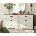Farmhouse 6 Drawers Dresser for Bedroom, 62 inch 2 in 1 Double Dresser