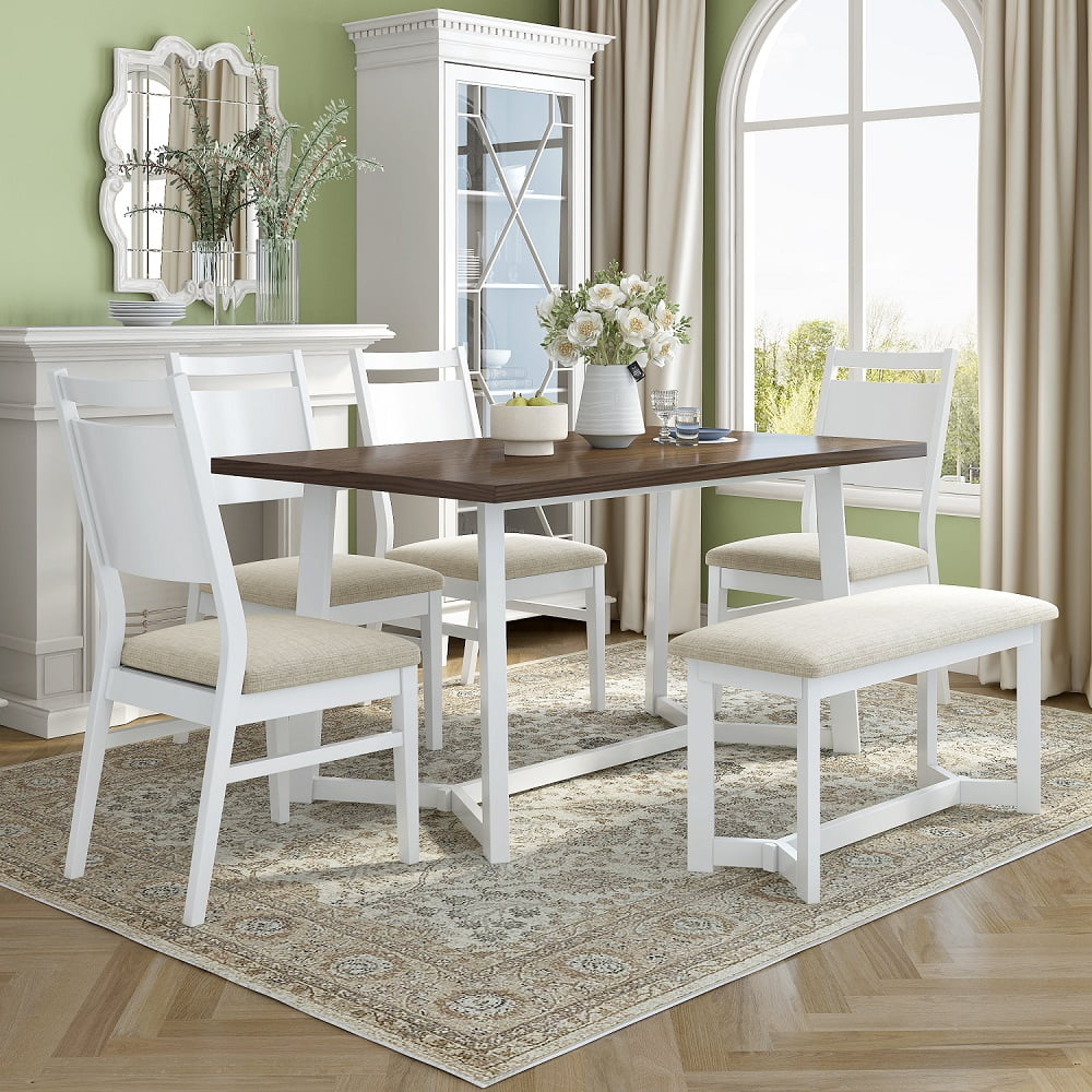 Farmhouse table sale with tufted chairs