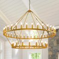 thumbnail image 1 of Farmhouse 60'' 2 Layer 54-Light Large Gold Wagon Wheel Chandelier for Porch,Living Room,High Ceiling, 1 of 8