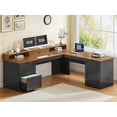thumbnail image 1 of Farmhouse 63" L Shaped Computer Desk with 4 Drawers and Storage Cabinet, Corner Office Desk with Monitor Stand, 1 of 7