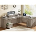 thumbnail image 1 of Farmhouse 63" L Shaped Computer Desk with 4 Drawers and Storage Cabinet, Corner Office Desk with Monitor Stand, 1 of 7