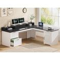 thumbnail image 1 of Farmhouse 63" L Shaped Computer Desk with 4 Drawers and Storage Cabinet, Corner Office Desk with Monitor Stand, 1 of 7