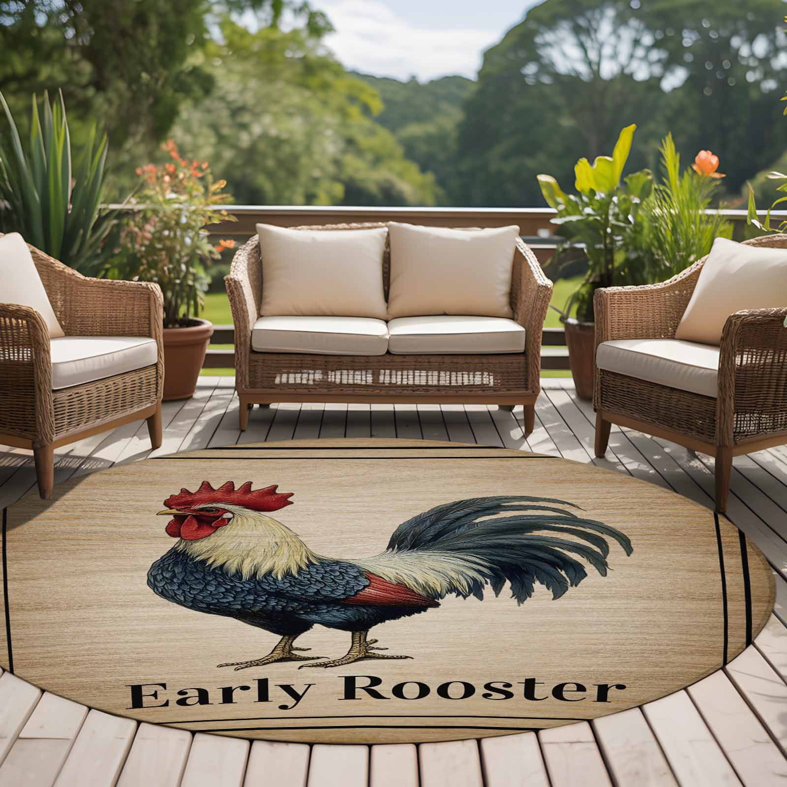 Corn Pile Rug Farmhouse 6ft Round Rug for Living Room Under Coffee Table, Early ...