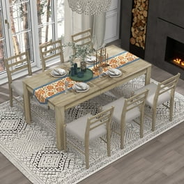 6 Piece Solid Wood Dining Room Set with Upholstered Bench and 4 Dining Chairs Rustic Farmhouse Kitchen Table Set with Bench and 4 Chairs 36 x 60 Gray Walmart