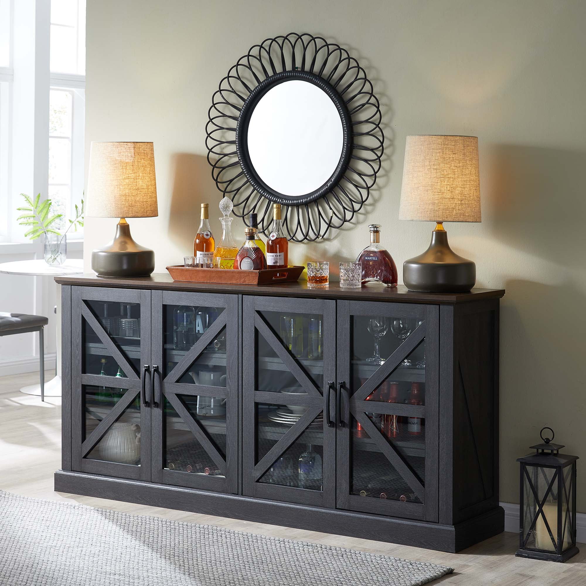 Dark grey buffet table discount