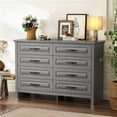 thumbnail image 1 of CHITOOMA 8 Drawer Dressers for Bedroom, Double Horizontal Wooden Dresser, Chest of Drawers for Living Room, Nursery, Hallway, Gray, 1 of 12