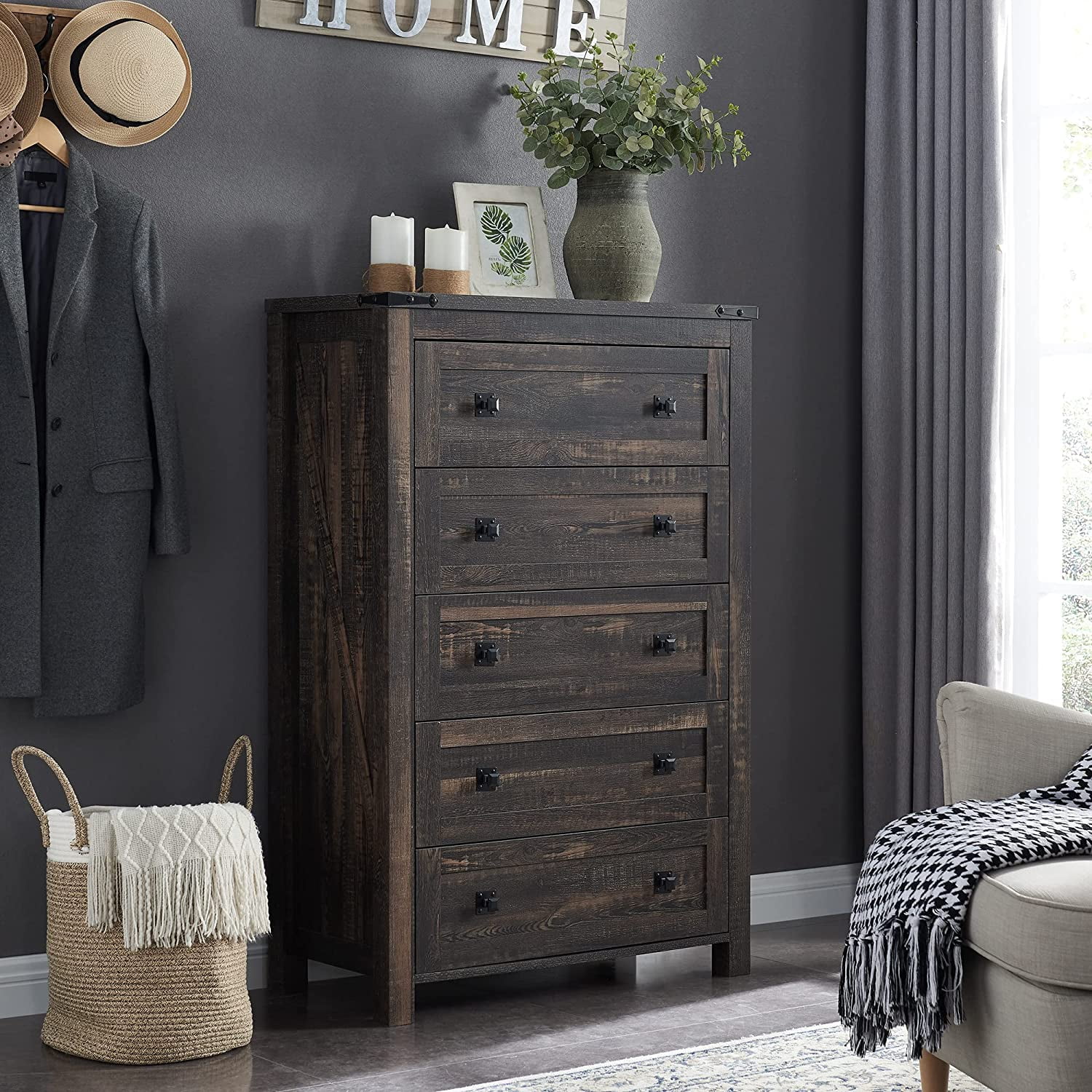 Farmhouse 8 Drawers Dresser Chests for Bedroom Wood Rustic Wide Chset ...