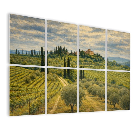 Farmhouse 8 Pack Art Acoustic Panels Sound Absorbing Chianti hills vineyards cypress Tuscan Landscape between Decorative Soundproof Wall Panels Self Adhesive for Nursery Game Room Bedroom 48"x32"