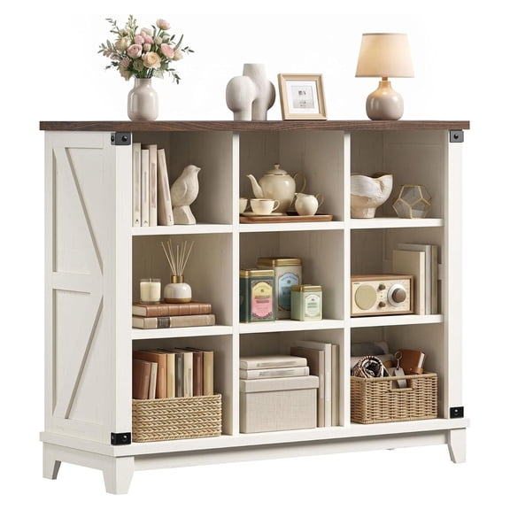 Farmhouse 9-Cube Storage Organizer for Living Room, White