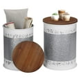thumbnail image 1 of Farmhouse Accent Side Table, Rustic Storage Ottoman Seat Stool, Galvanized Antique Metal End Table Box Bin with Round Wood Lid, Coffee or Cocktail Table, Nesting Pieces Two (White Distressed), 1 of 6