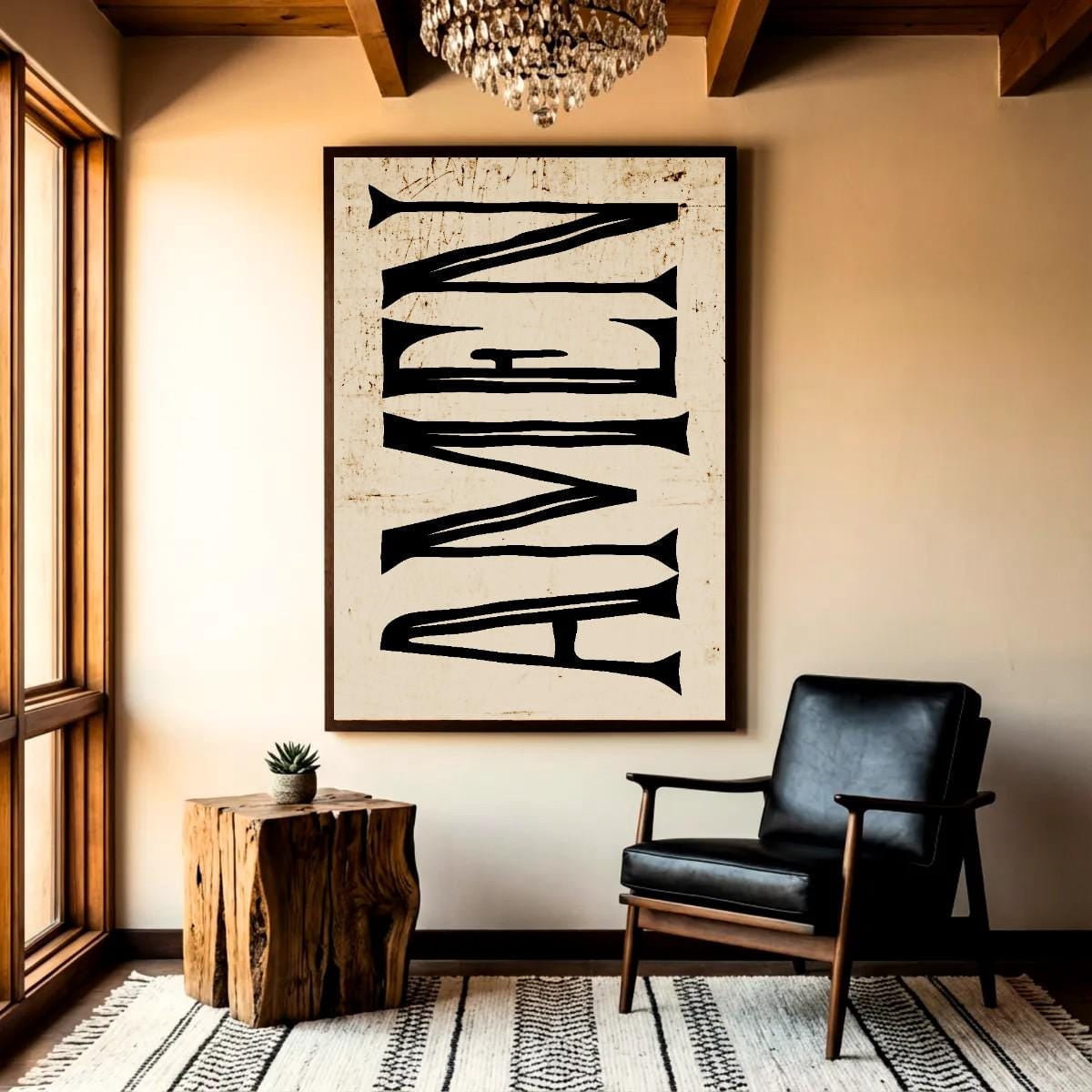 Rustic Church Merch Farmhouse Amen Vintage Poster Rustic Country Church Art Rural Chapel ...