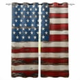 thumbnail image 1 of Farmhouse American Flag Blackout Curtains for Bedroom Living Room Darkening Curtains 63 Inches Long Blue Red USA Flag Vintage Window Curtain 2 Panels Set Window Treatment Grommet Drapes 42"x63", 1 of 9