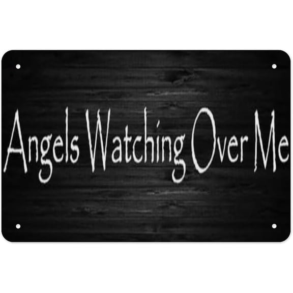 Farmhouse Angels Watching Over Me Metal Tin Wall Sign 8 x 12 Inch Home Decor