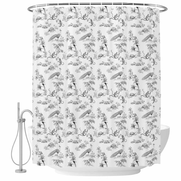 Farmhouse Animal Bathroom Shower Curtains with Hooks, Rustic Plant Turtle Monkey Silhouette Abstract Tree Waterproof Fabric Washable Shower Curtain for Home Hotel Bathtub Decor 36x72 Inch