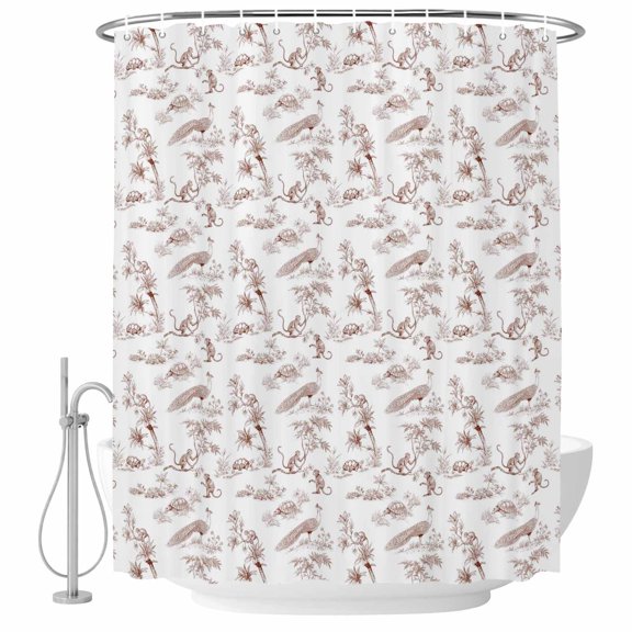 Farmhouse Animal Bathroom Shower Curtains with Hooks, Rustic Plant Turtles Monkey Silhouette Abstract Tree Waterproof Fabric Washable Shower Curtain for Home Hotel Bathtub Decor 60x72 Inch
