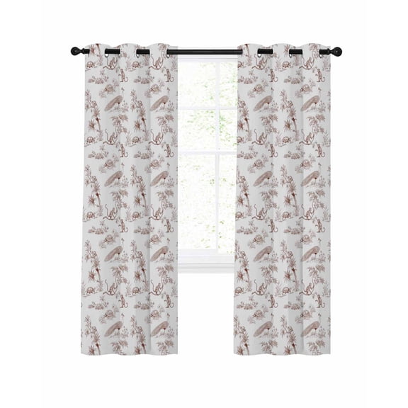 Farmhouse Animal Blackout Curtains 72 Inch Length Rustic Plant Turtles Monkey Silhouette Abstract Tree Thermal Insulated Window Curtain Window Drapes 2 Panels for Bedroom Living Room 52"Wx72"L