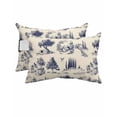 thumbnail image 1 of Farmhouse Animal Outdoor Head Resting Pillows with Insert Rustic Plant Bird Silhouette Abstract Tree 2 Pack Waterproof Lumbar Pillows with Adjustable Strap for Patio Recliner Beach Chair, 12"x20", 1 of 7