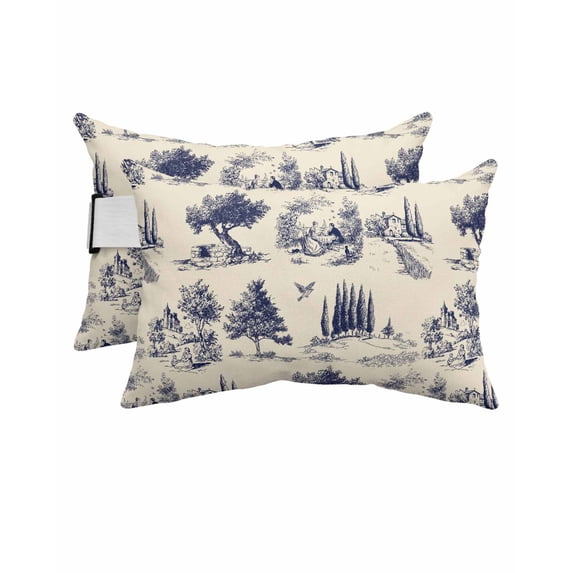Farmhouse Animal Outdoor Head Resting Pillows with Insert Rustic Plant Bird Silhouette Abstract Tree 2 Pack Waterproof Lumbar Pillows with Adjustable Strap for Patio Recliner Beach Chair, 12"x20"