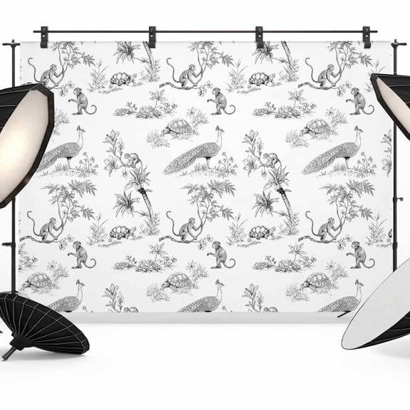 Farmhouse Animal Photography Backdrop 7x5FT, Rustic Plant Turtle Monkey Silhouette Abstract Tree Photo Backdrops, Background for Photography Studio Photo Studio Background, Back Drop for Photoshoot