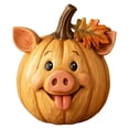thumbnail image 1 of Farmhouse Animal Pumpkin Figurine, Resin Piglet Statue for Table Centerpiece and Shelf Decor, 3.9x3.9in, 1 of 7