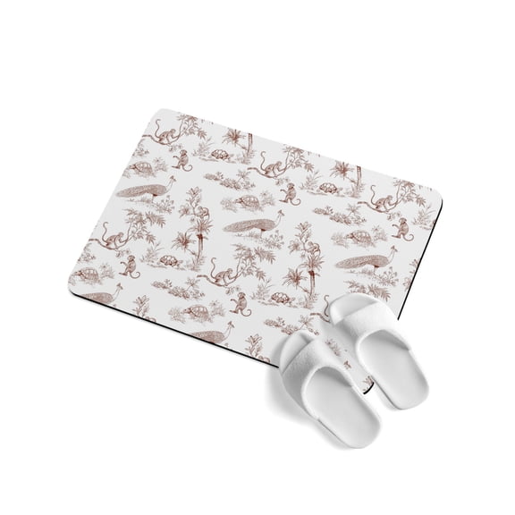Farmhouse Animal Soft Diatomaceous Earth Mat, Rustic Plant Turtles Monkey Silhouette Abstract Tree Absorbent Bathroom Mat Non Slip Rubber Backed Quick Dry Doormat Fit Under Door for Kitchen 20"x32"