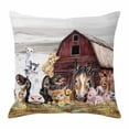 thumbnail image 1 of Farmhouse Animal Throw Pillow Cover Pig Cat Cow Cotton Linen Cushion Cover Throw Pillow Case with Invisible Zipper for Couch Sofa Bed Chair Car 26x26 Inch, 1 of 9