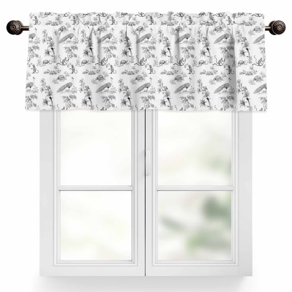 Farmhouse Animal Valances for Windows Rustic Plant Turtle Monkey Silhouette Abstract Tree Valance Curtains Rod Pocket Bathroom Small Window Treatments for Kitchen Living Room Bedroom, 42"x12"