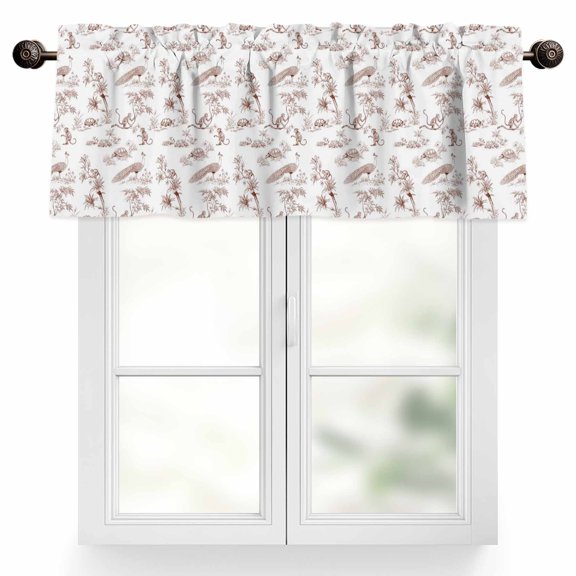 Farmhouse Animal Valances for Windows Rustic Plant Turtles Monkey Silhouette Abstract Tree Valance Curtains Rod Pocket Bathroom Small Window Treatments for Kitchen Living Room Bedroom, 54"x18"