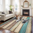 thumbnail image 1 of Farmhouse Animals Area Rug 5x7 FT, Non Slip Bedroom Throw Carpet, Vintage Wood Country Cow Pig Chicken Washable Soft Floor Carpet Non-Shedding Rug for Dining Room Bedside Classroom Desk, 1 of 9