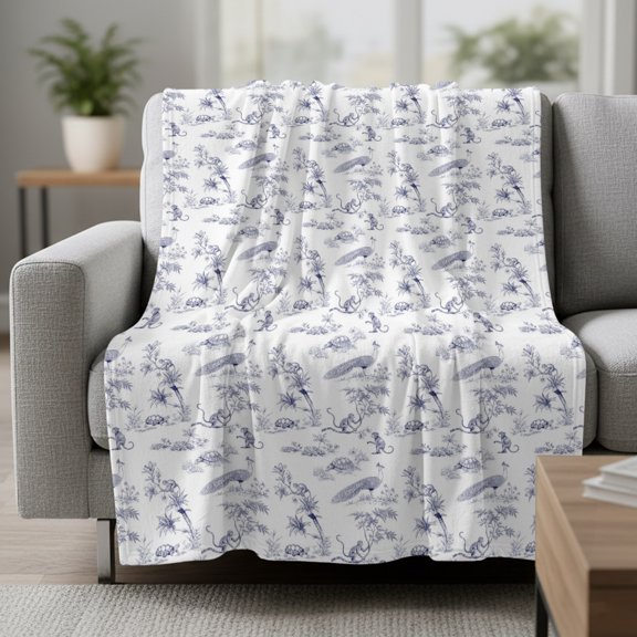 Farmhouse Animals Fleece Throw Blanket Rustic Plant Turtles Monkey Silhouette Abstract Tree Ultra Soft Fuzzy Cozy Flannel Throw Blanket for Couch Sofa Bed Car Travel, Ideal Gifts 40x60 Inches