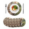 thumbnail image 1 of Farmhouse Animals Round 13 Inch Placemats Set of 6, Country Cows Sheeps Roosters Farm HeatResistant Non Slip Place Mats for Dining Table, Wipeable Braided Kitchen Table Mats for Housewarming, 1 of 9